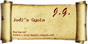 Joós Gyula névjegykártya